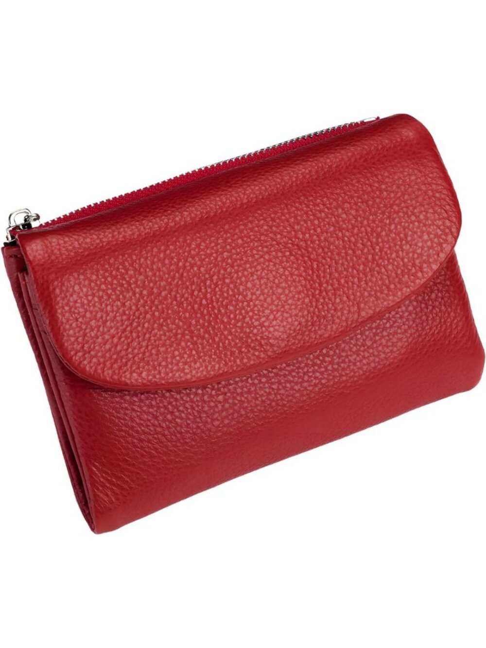 Slim RFID Leather Wallet for Women, Stylish Red Card Holder, Compact Design